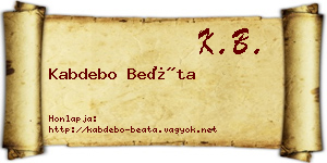 Kabdebo Beáta névjegykártya