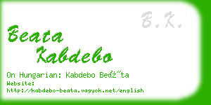 beata kabdebo business card